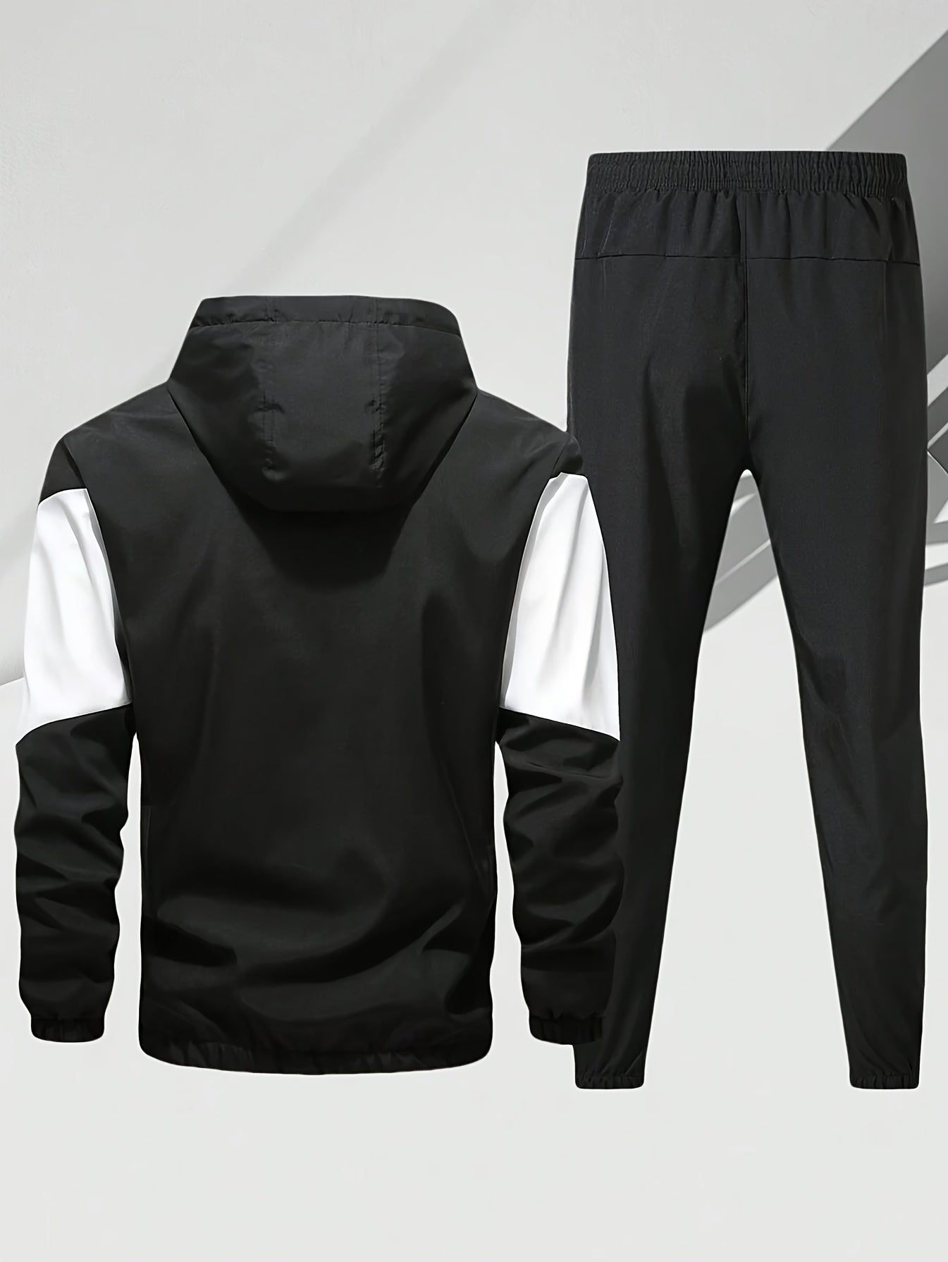Men'S Casual 2pcs Athletic Set Unisex Couple All-Season Spring Autumn Loose Color-Block Athletic Outfit Hooded Sweater Zip-Up Jacket Long Sleeve Outerwear Long Pants Jogging Trousers Gym Workout Running Outdoor Set Elastic Pants Hoodie Top And Botto Cole Hampton