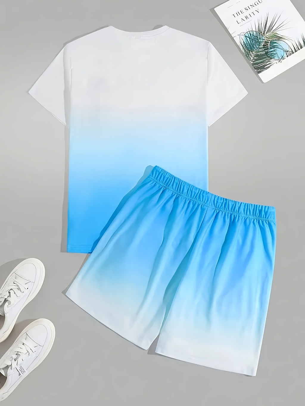Men's fashion crewneck short-sleeved shorts two-piece set, 3D digital printing HD pattern, summer leisure and comfortable vacation sports Men's wear Cole Hampton