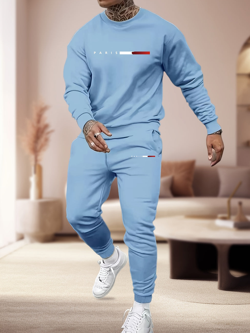 Men'S Sweatshirt And Print Casual Long Pants 2pcs Set Cole Hampton