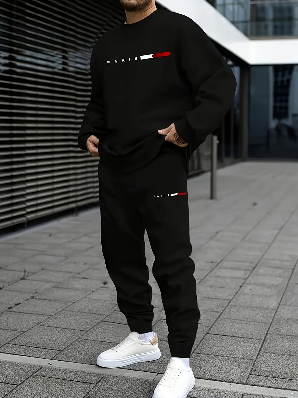 Men'S Sweatshirt And Print Casual Long Pants 2pcs Set Cole Hampton