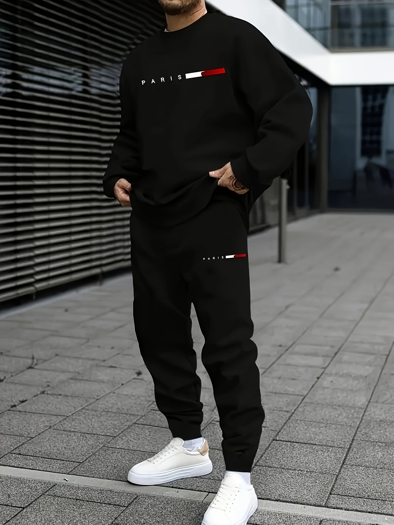 Men'S Sweatshirt And Print Casual Long Pants 2pcs Set Cole Hampton