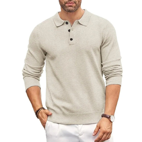 Elegant Knit Sweater for Men with Polo Collar Ash & Harbor