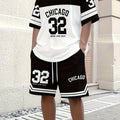 Men's Casual T-Shirt, Crew Neck Short Sleeve and Shorts Set, with Striking "32" Number Pattern, Breathable Regular Fit for Daily and Formal Wear Cole Hampton
