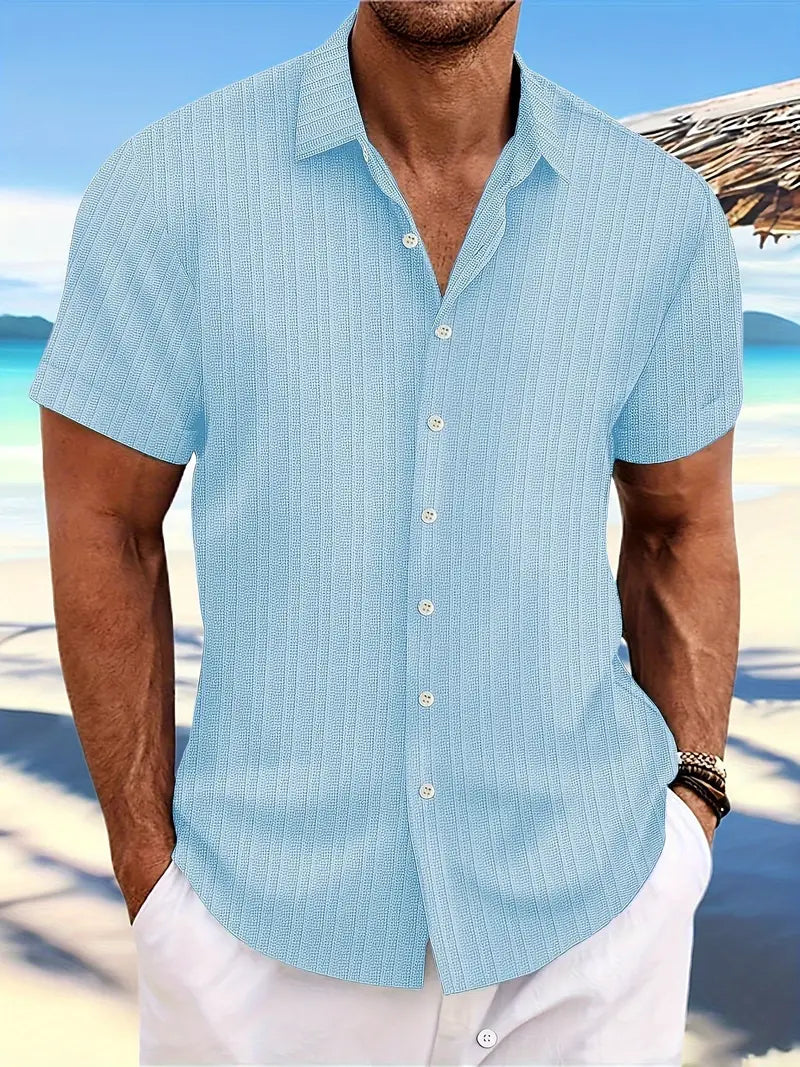 Dexter | Men's Ribbed Short Sleeve Button-Down Shirt Cole Hampton