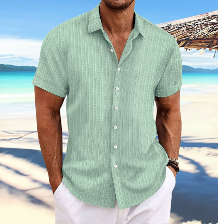 Dexter | Men's Ribbed Short Sleeve Button-Down Shirt Cole Hampton
