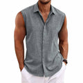 Nicolo | Men's Linen Blend Sleeveless Button-Down Shirt Cole Hampton