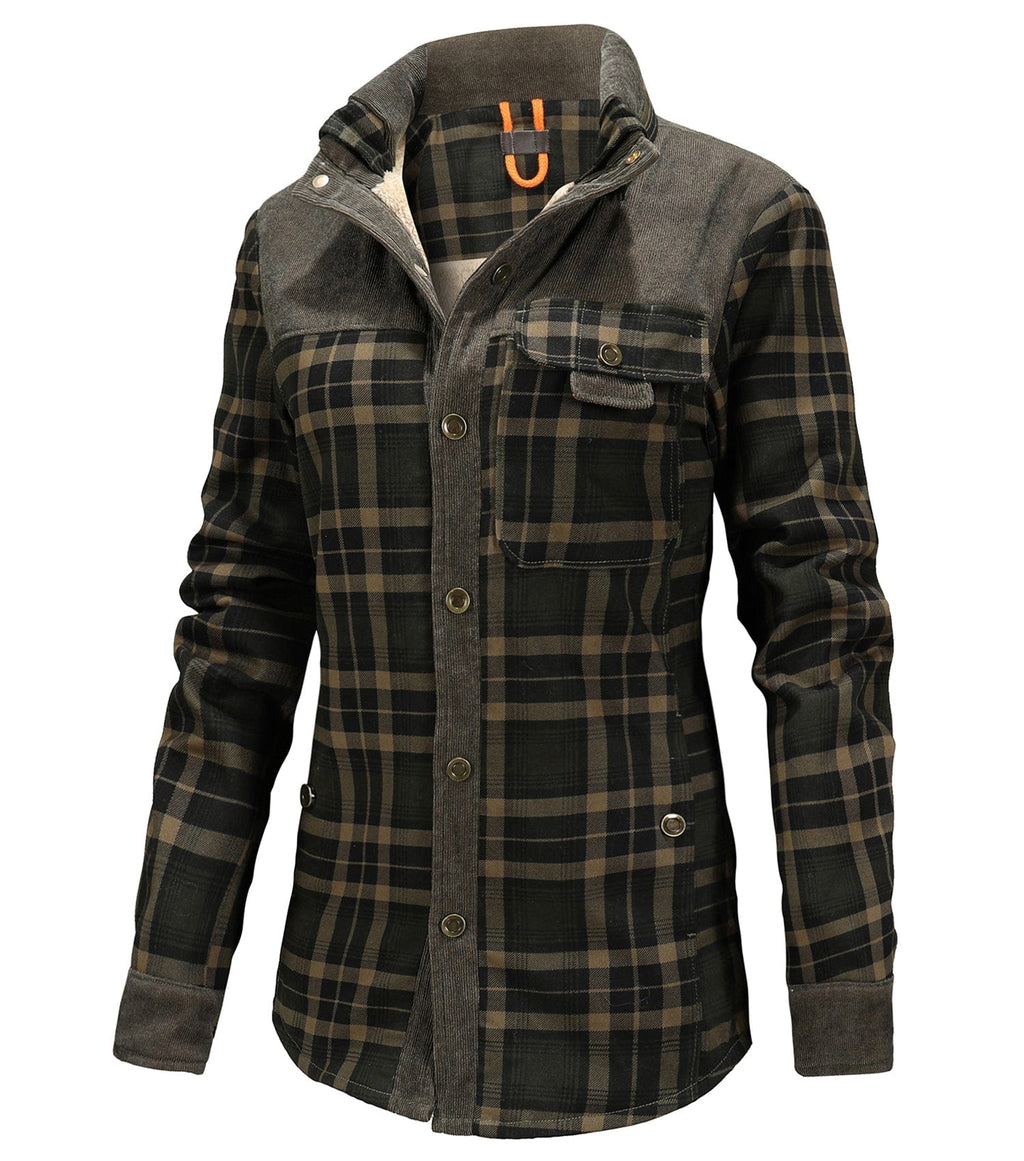 Women's Wanderer Jacket – Flannel Shirt Jacket – Faux Fur-Lined Plaid Cole Hampton