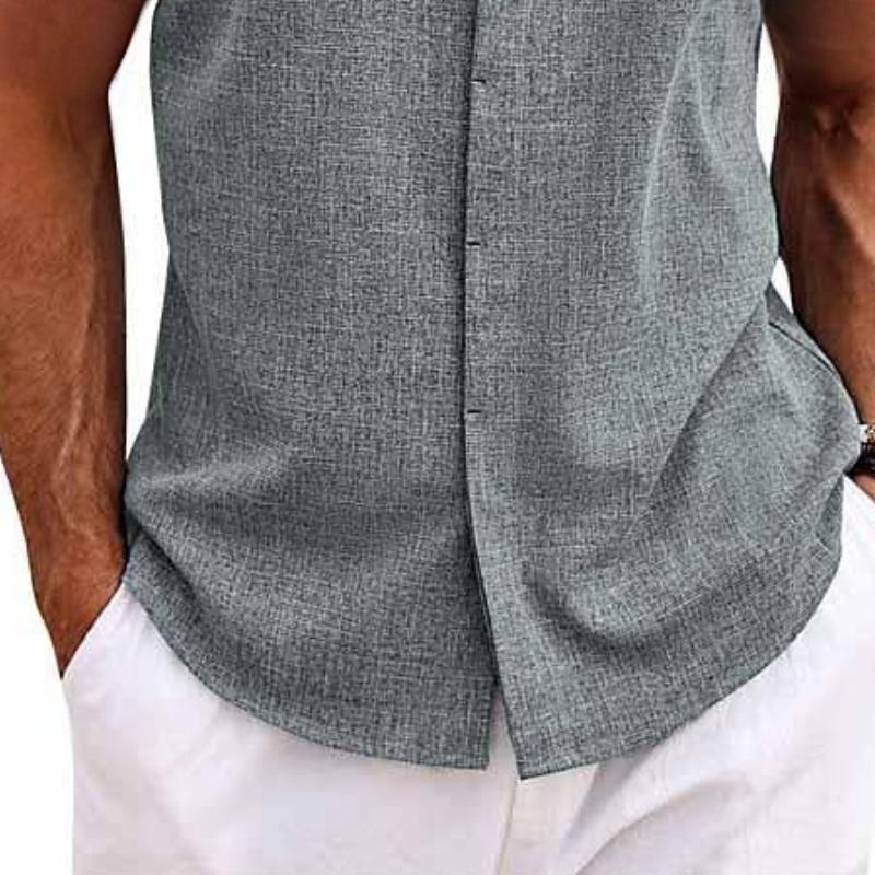 Nicolo | Men's Linen Blend Sleeveless Button-Down Shirt Cole Hampton