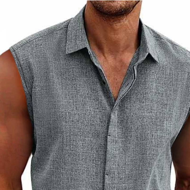 Nicolo | Men's Linen Blend Sleeveless Button-Down Shirt Cole Hampton